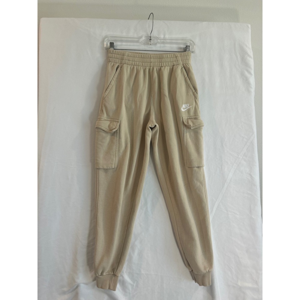 Nike Sportswear Fleece Cargo Joggers Tan Sweatpants Boys Large Athletic Wear